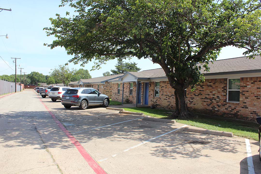 Community courtyard and resident parking